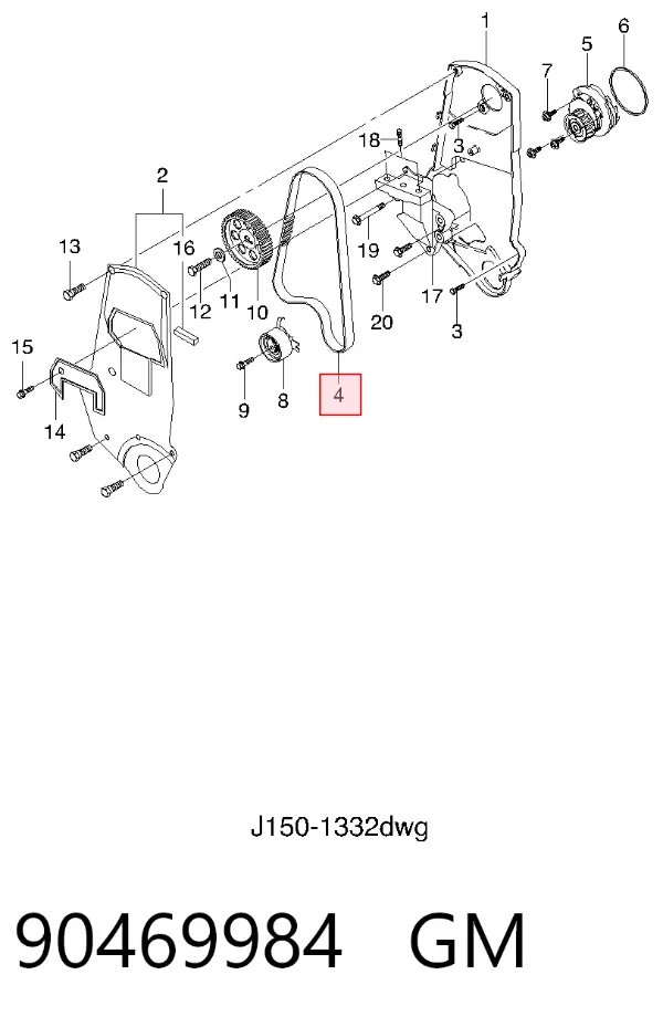 Ремінь ГРМ 90469984 General Motors
