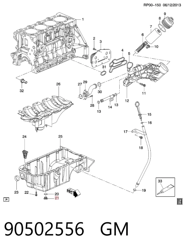 Пробка піддона двигуна 90502556 General Motors
