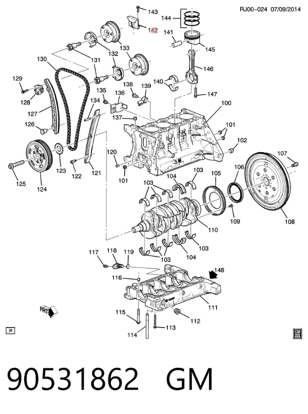 Заспокоювач ланцюга ГРМ, верхній ГБЦ 90531862 General Motors