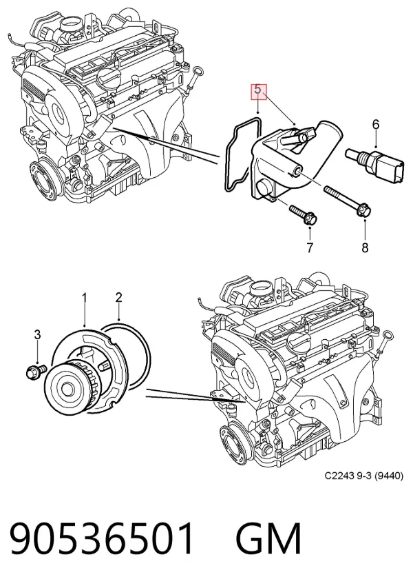 Корпус термостата 90536501 General Motors