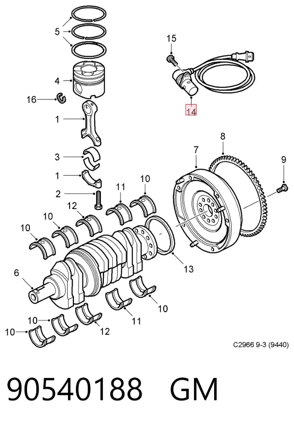 Датчик колінвала 90540188 General Motors