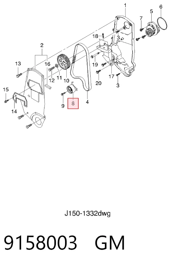 Ролик натягувача ременя ГРМ 9158003 General Motors