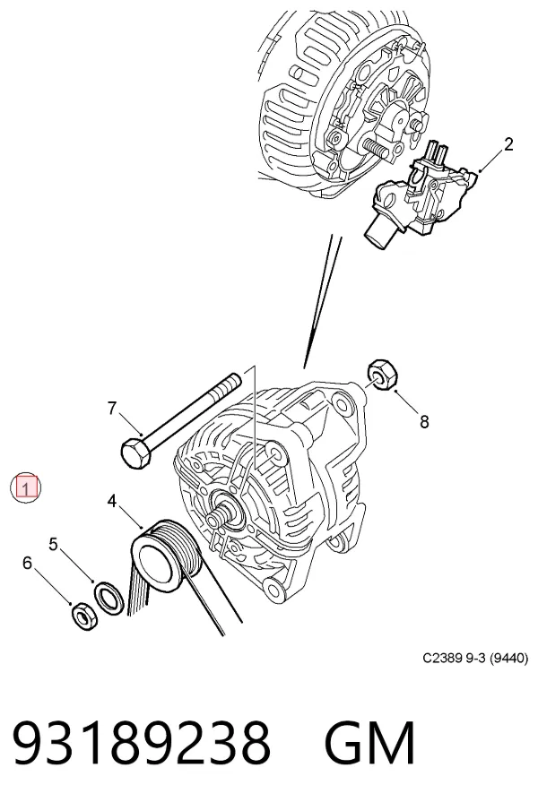 Генератор 93189238 General Motors