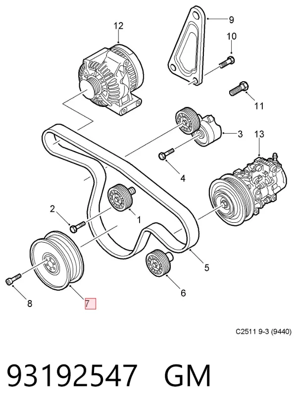 Шків колінвала 93192547 General Motors