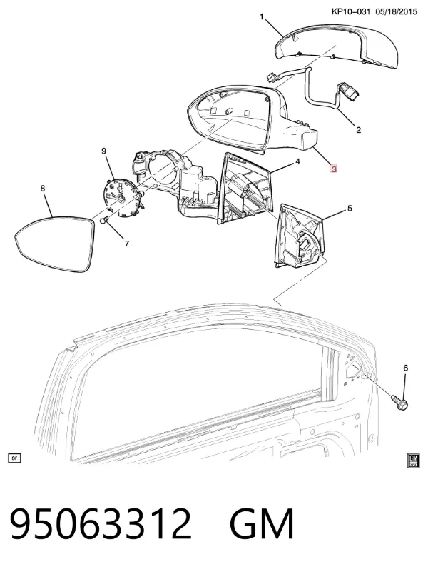 Ліве бокове дзеркало 95063312 General Motors