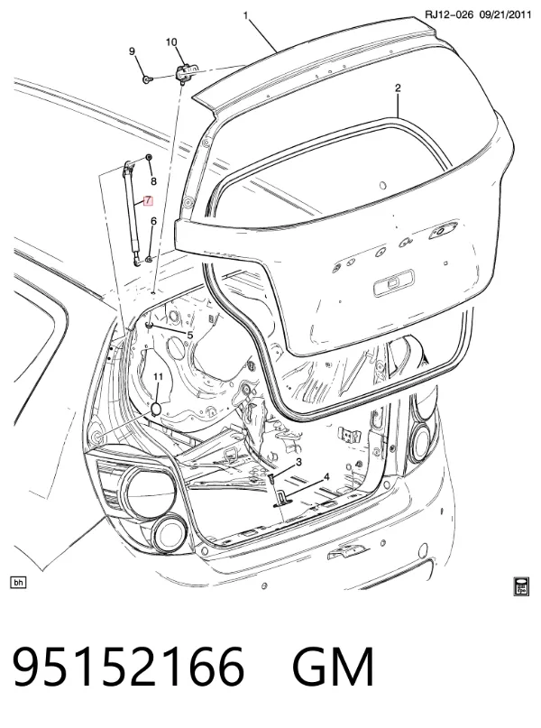 Амортизатор багажника 95152166 General Motors