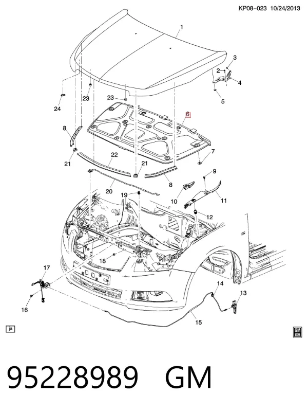 Шумоізоляція капота 95228989 General Motors