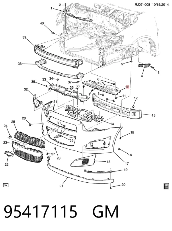 Захист бампера переднього 95417115 General Motors