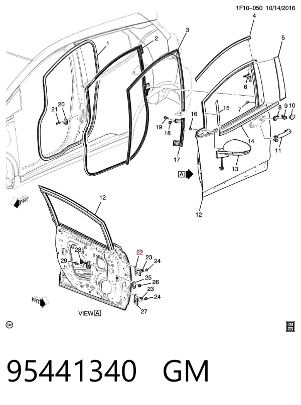 Петля передніх дверей, правої 95441340 General Motors