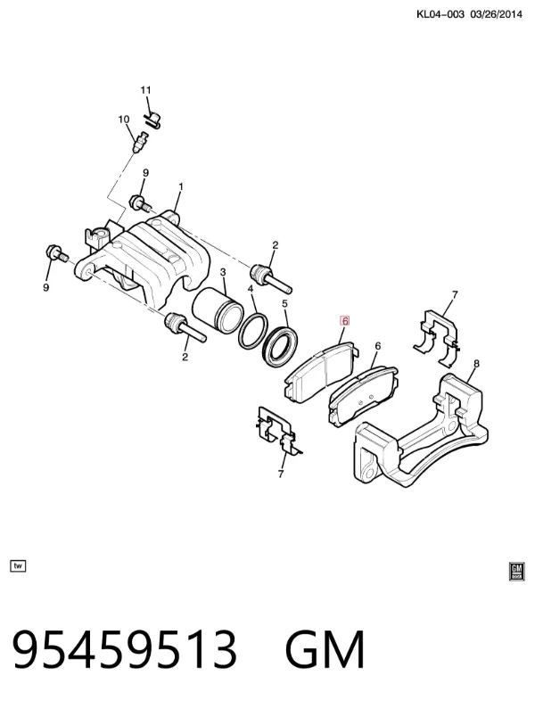 Задні гальмівні колодки 95459513 General Motors