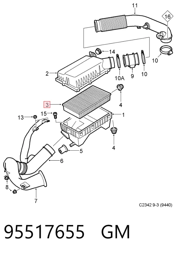 Повітряний фільтр 95517655 General Motors