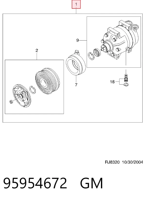 Компресор кондиціонера 95954672 General Motors