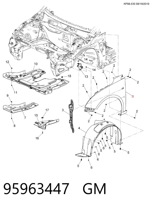 Крило переднє ліве 95963447 General Motors