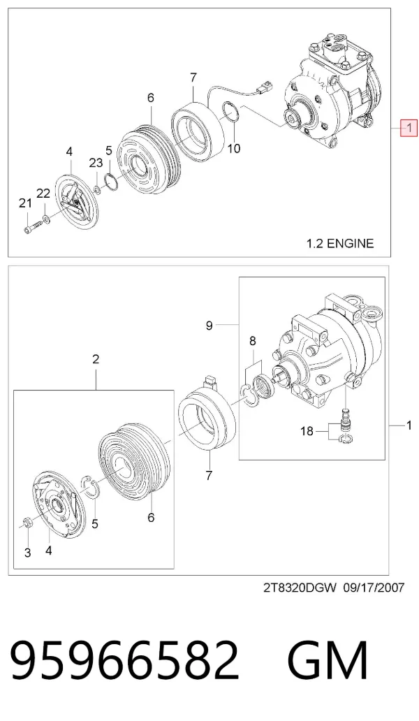 Компресор кондиціонера 95966582 General Motors