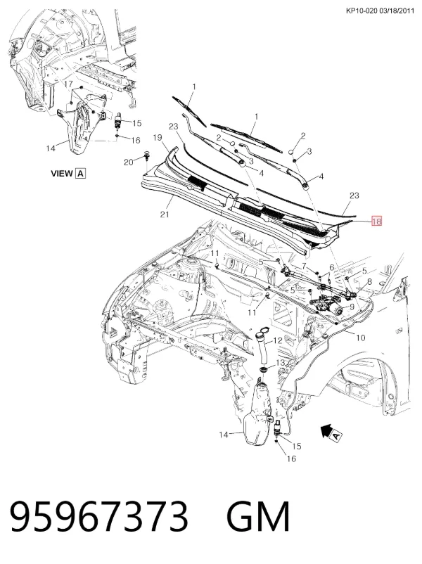 Решітка двірників, ліва 95967373 General Motors