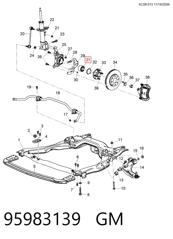 Підшипник ступиці 95983139 General Motors