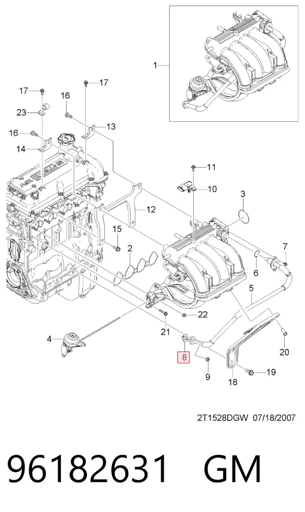Прокладка EGR-клапана рециркуляції 96182631 General Motors