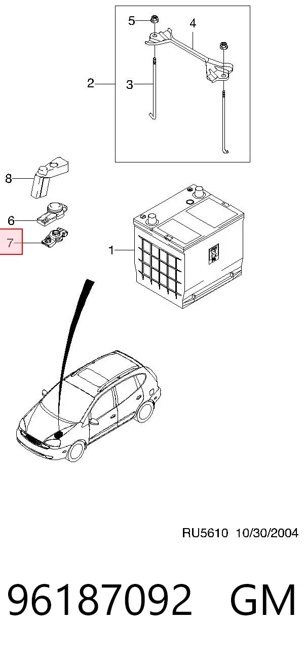 Клема акумулятора (АКБ) 96187092 General Motors