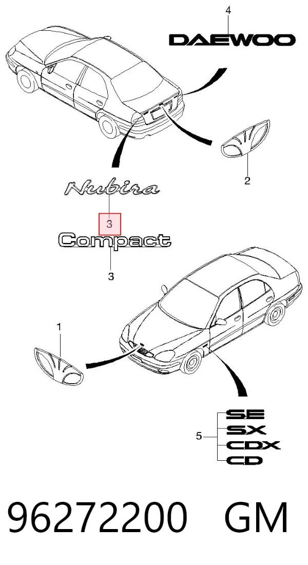 Емблема кришки багажника 96272200 General Motors
