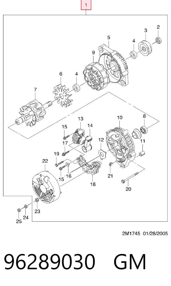 Генератор 96289030 General Motors