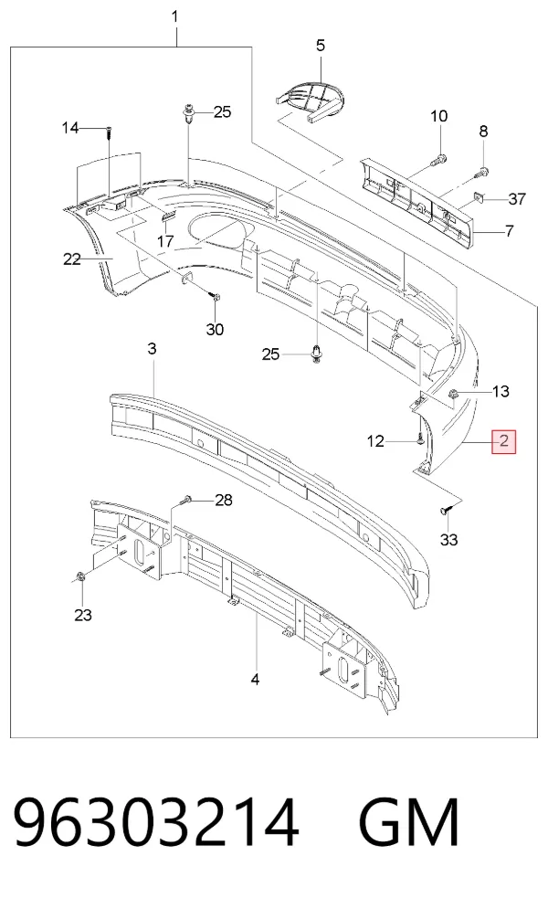 Передній бампер 96303214 General Motors