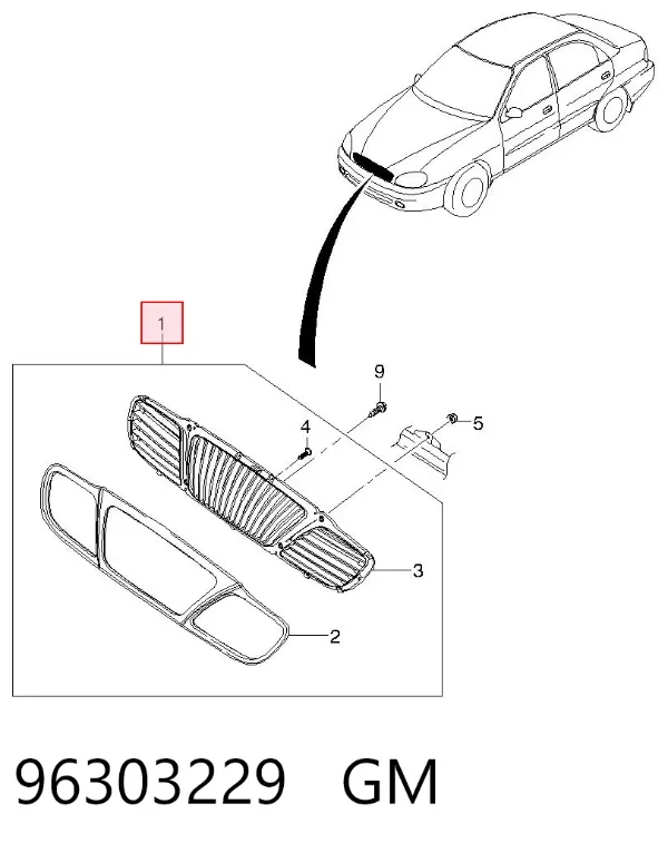 Решітка радіатора 96303229 General Motors