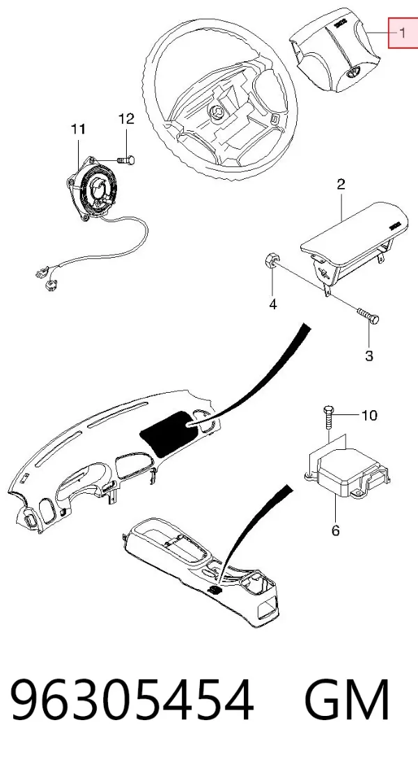 Подушка безпеки, водійська, AIRBAG 96305454 General Motors