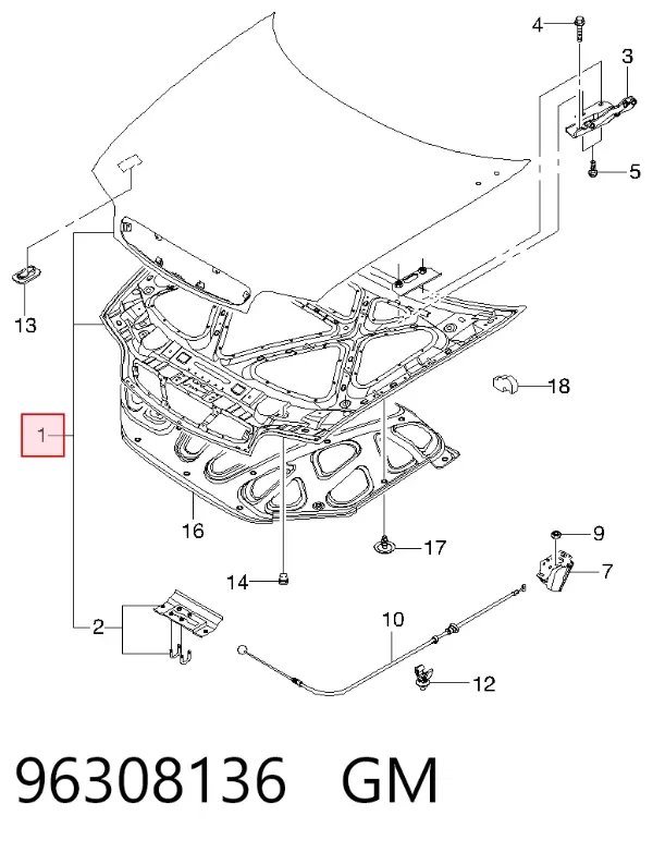 Капот 96308136 General Motors