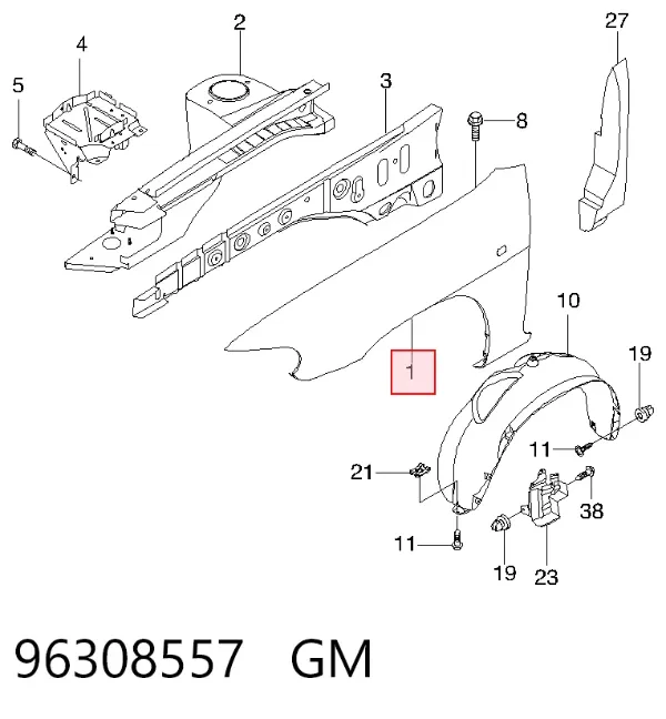 Крила 96308557 General Motors
