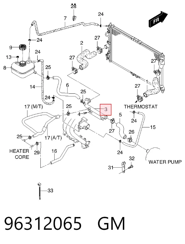 Патрубок термостата 96312065 General Motors
