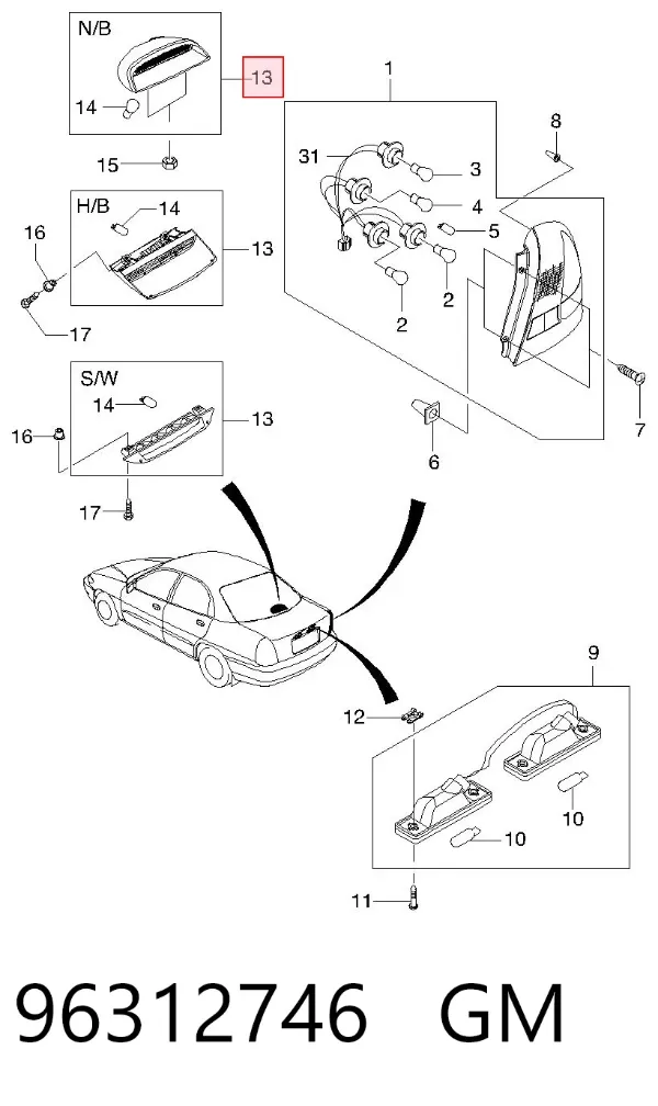 Задній стоп 96312746 General Motors