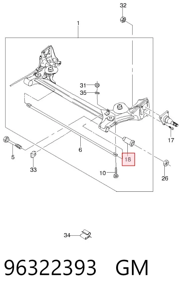 Сайлентблок задньої балки 96322393 General Motors