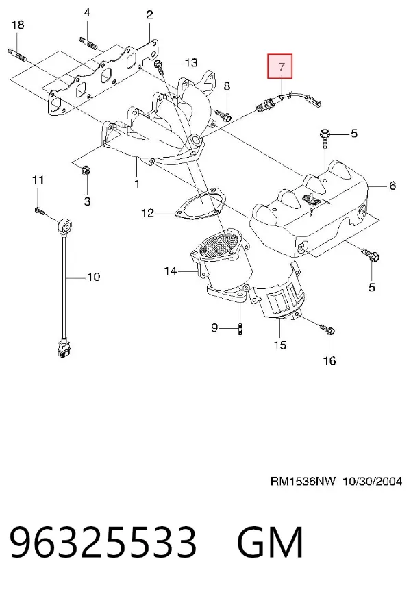 Лямбдазонд, датчик кисню до каталізатора 96325533 General Motors