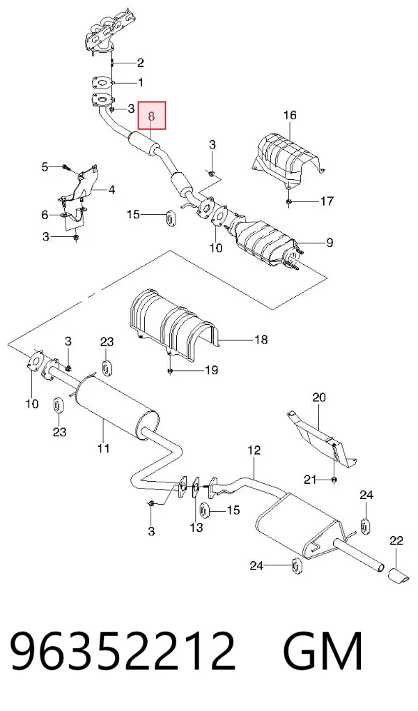 Глушник, передня частина 96352212 General Motors