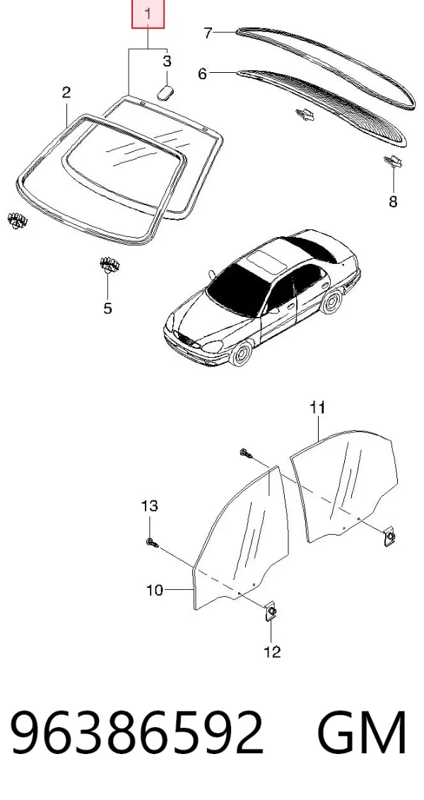 Лобове скло 96386592 General Motors