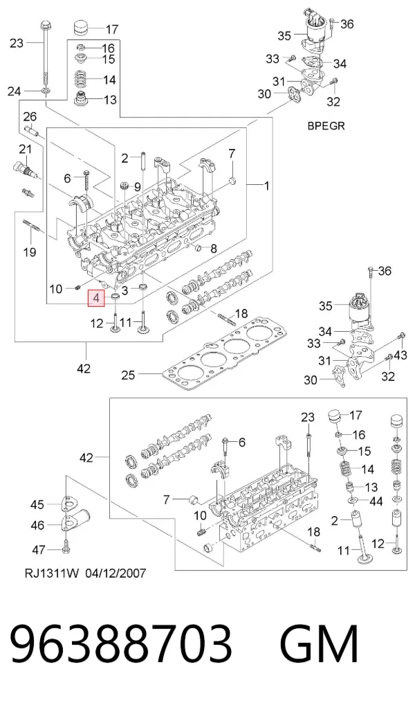 Сідло клапана випускного 96388703 General Motors