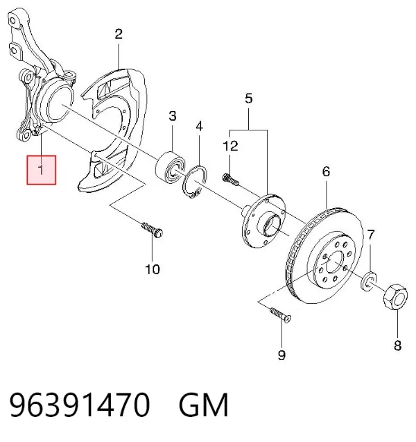 Цапфа - поворотний кулак передній, правий 96391470 General Motors