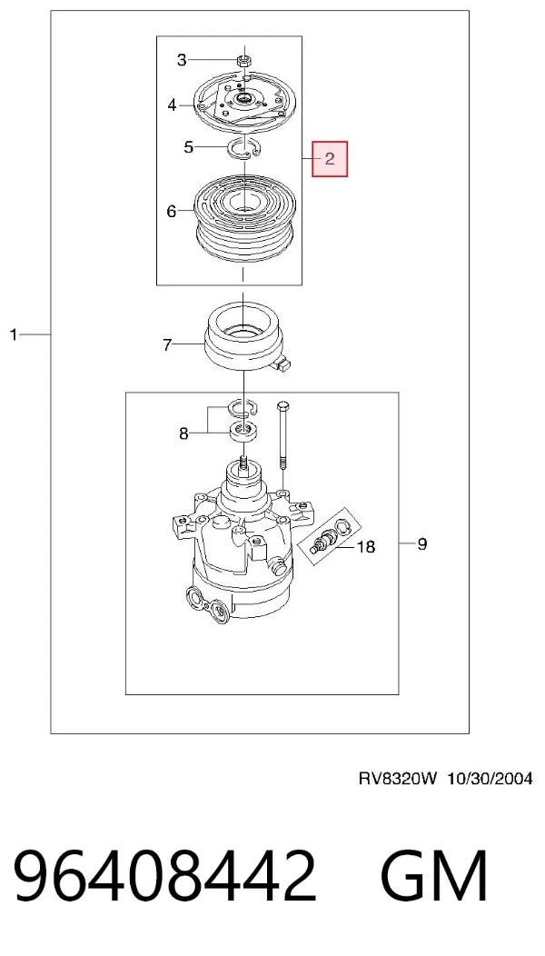 Шків компресора кондиціонера 96408442 General Motors