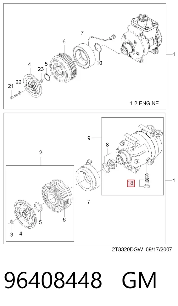 Клапан компресора кондиціонера 96408448 General Motors