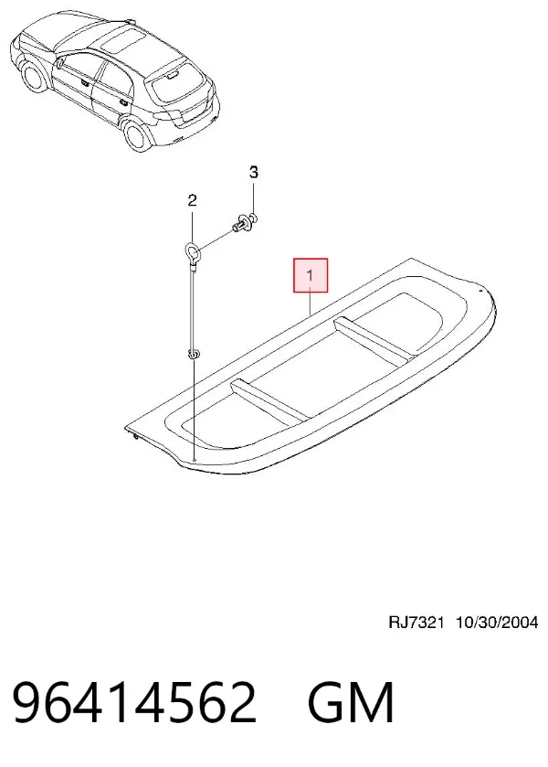 Полка салону, ззаду (багажного відсіку) 96414562 General Motors