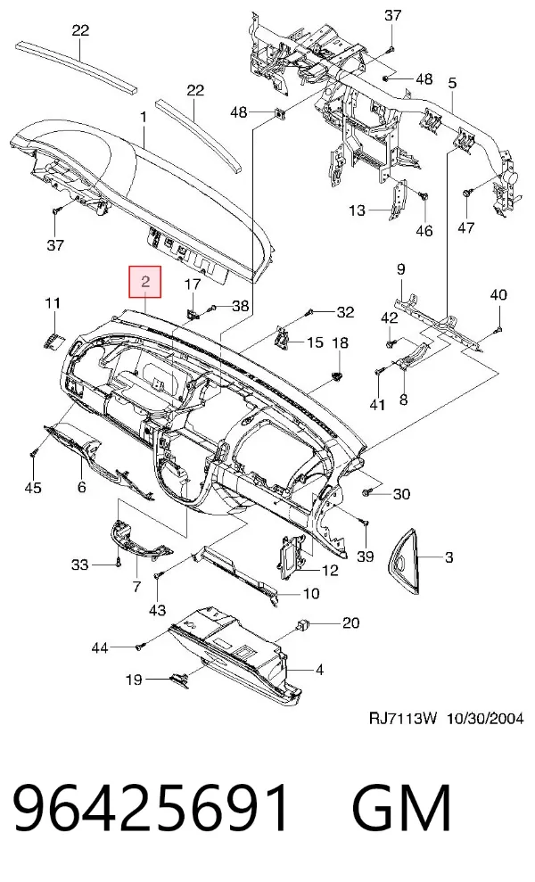 Панель приладів торпеди 96425691 General Motors