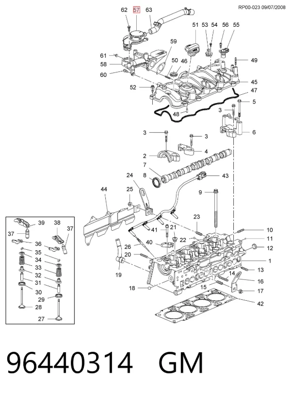 Клапан вентиляції картерних газів 96440314 General Motors