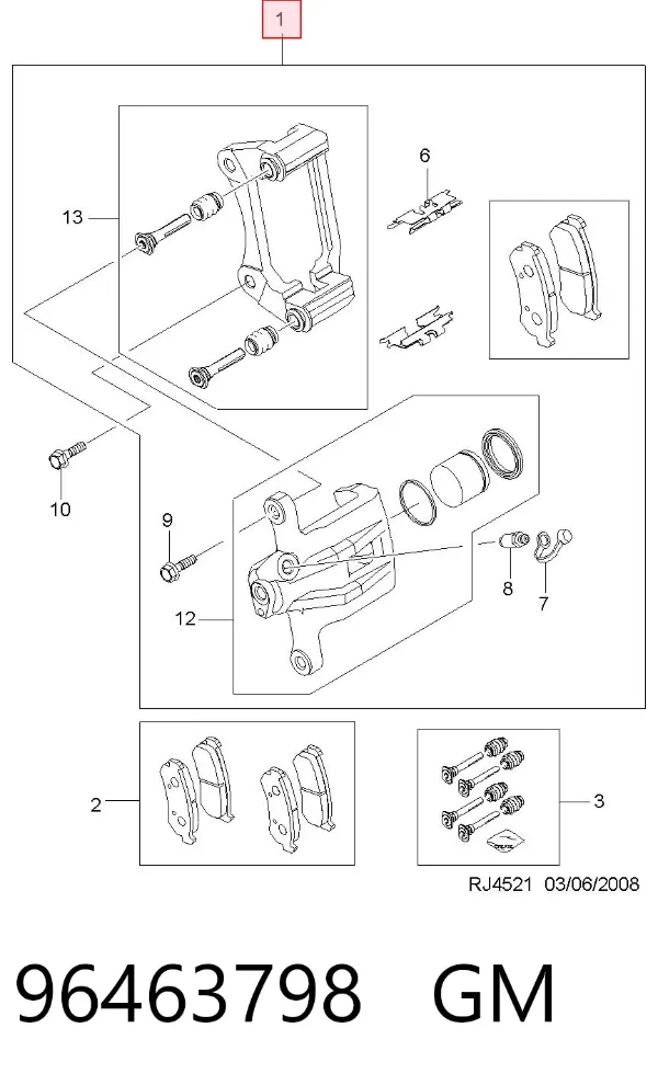 Супорт задній лівий 96463798 General Motors