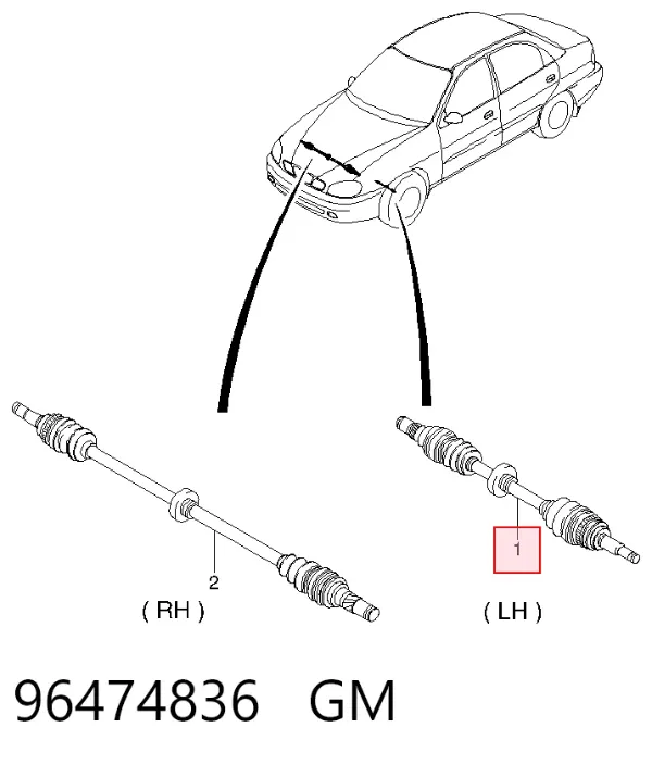Ліва піввісь 96474836 General Motors