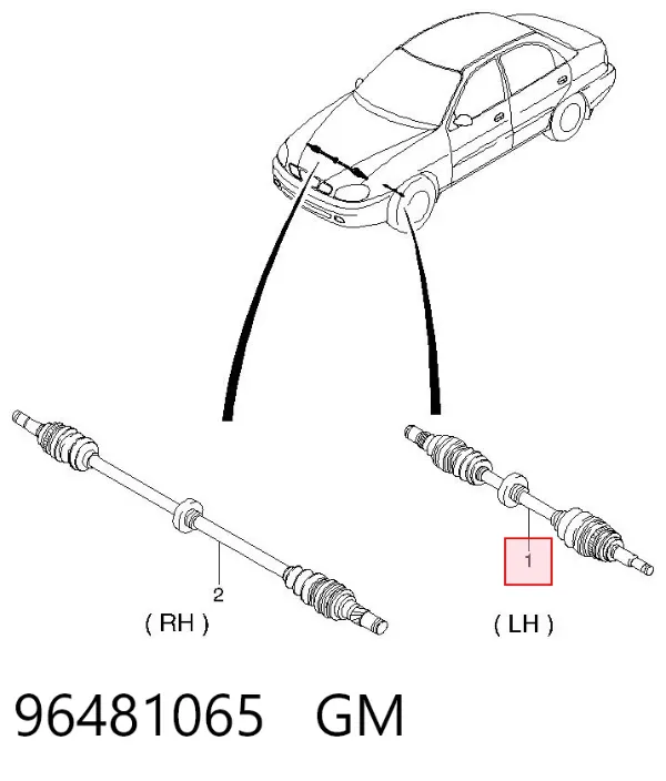 Ліва піввісь 96481065 General Motors