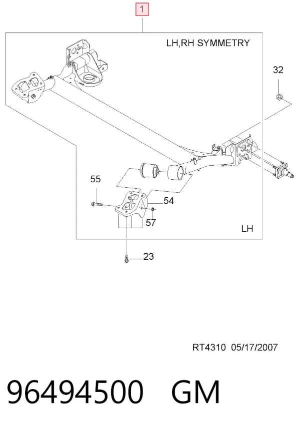 Балка задня 96494500 Opel