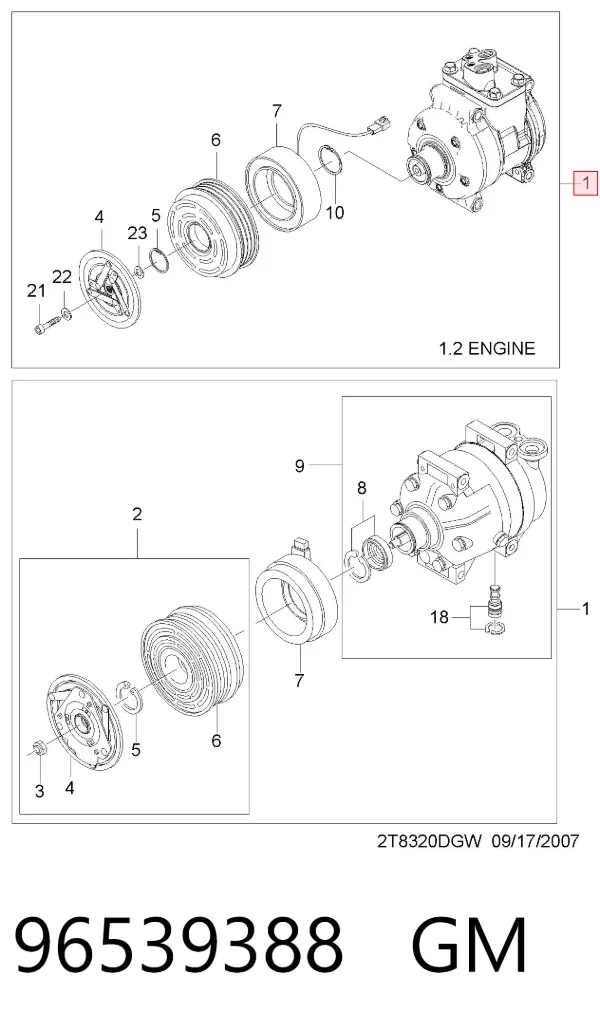 Компресор кондиціонера 96539388 General Motors