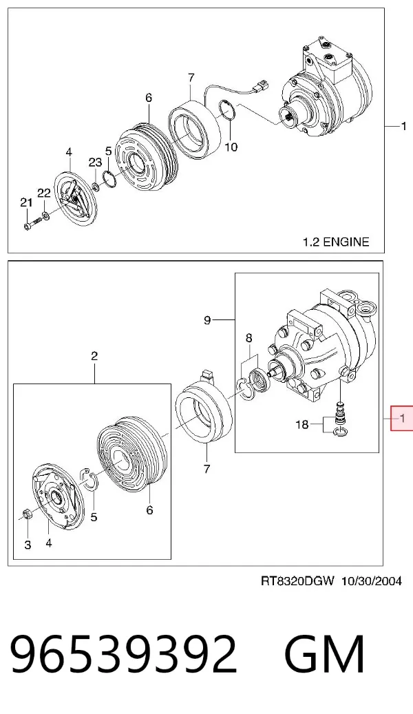 Компресор кондиціонера 96539392 General Motors