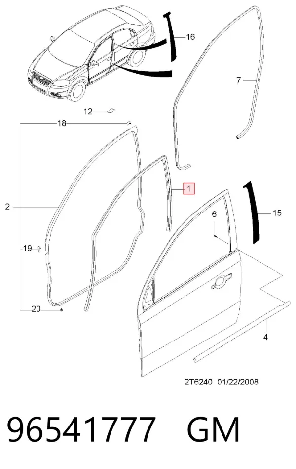 Направляюча скла рамки двері, передньої лівої 96541777 General Motors