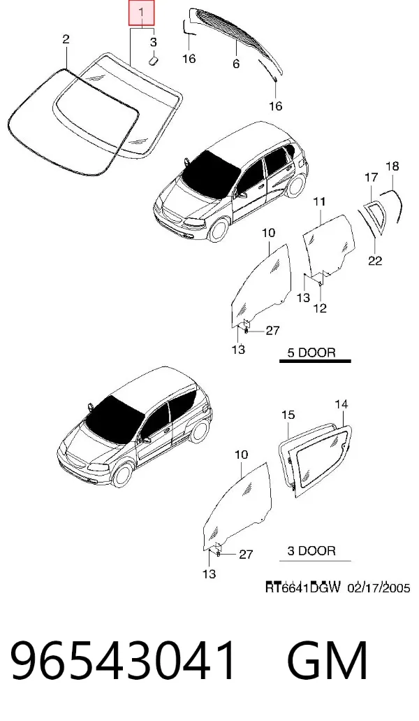 Лобове скло 96543041 General Motors